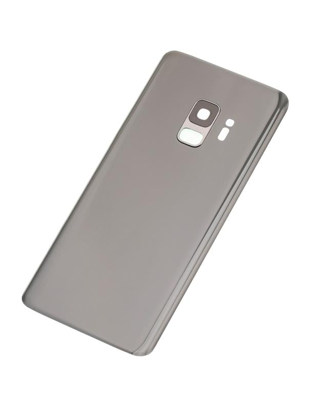 Tapa trasera con lente de camara para Samsung Galaxy S9 (Sin logo) (Plata)