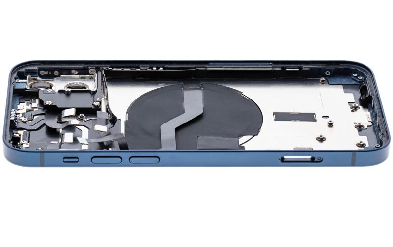 Tapa trasera para iPhone 12 con componentes pequenos pre-instalados (Version internacional) (Usada, original, Grado C) (Azul)