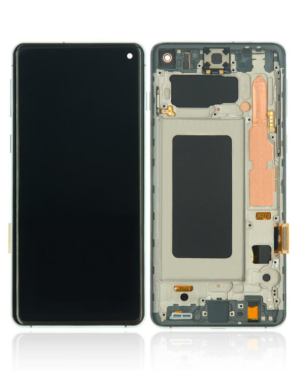 Pantalla LCD con marco para Samsung Galaxy S10 (Sin sensor de huella) (Verde Prisma)