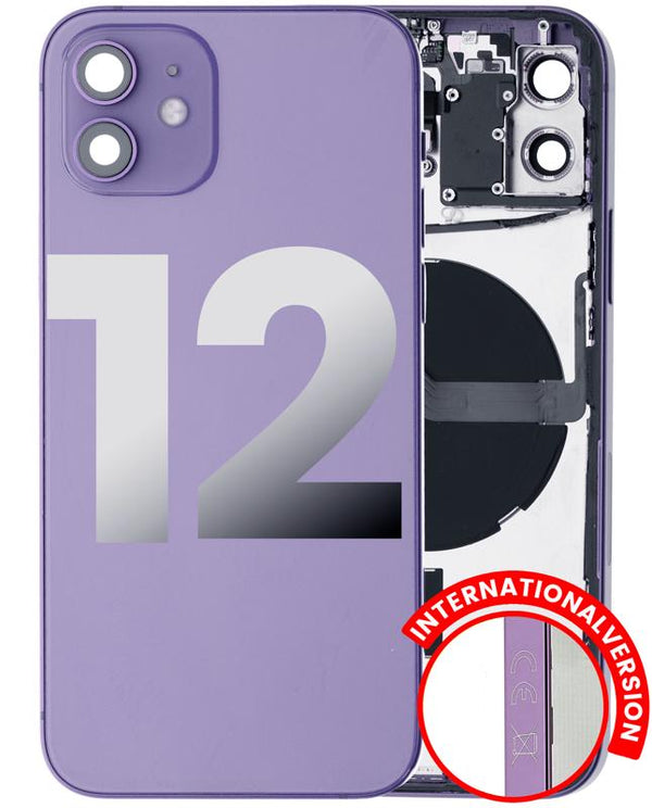 Tapa trasera con componentes pequeños pre-instalados para iPhone 12 (Versión Internacional) (Usada Original Calidad B) (Morado)