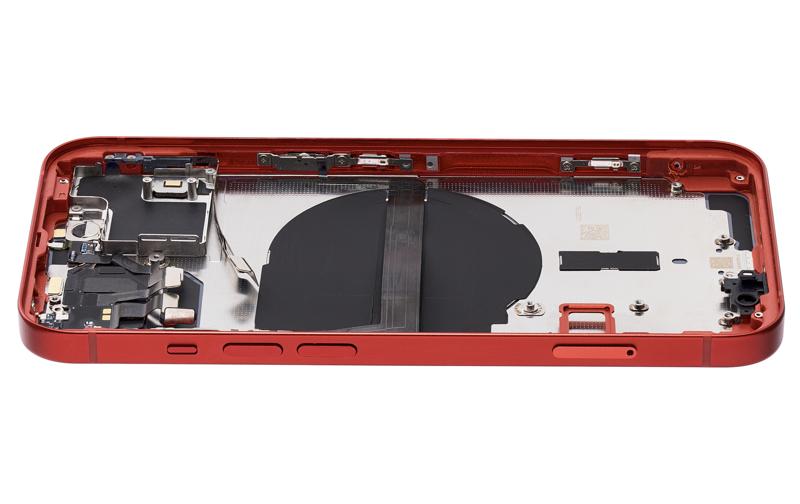 Tapa trasera para iPhone 13 con componentes pequeños pre-instalados (Sin logo) (Rojo)