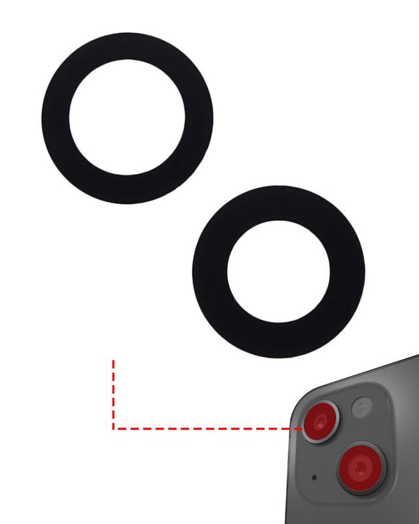 Lente de camara trasera (solo vidrio) con adhesivo para iPhone 13 / 13 Mini (juego de 2 piezas) (paquete de 10)