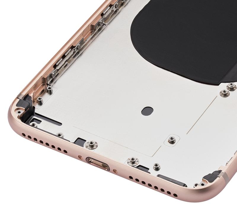 Tapa trasera con componentes pequenos pre-instalados para iPhone 8 Plus (Sin logo) (Dorado)