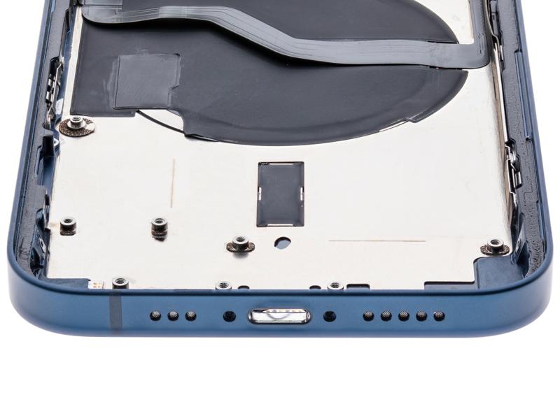 Tapa trasera para iPhone 12 con componentes pequenos pre-instalados (Version internacional) (Usada, original, Grado C) (Azul)
