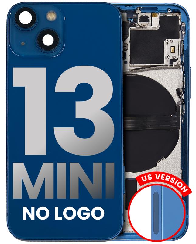 Tapa trasera con componentes pequeños pre-instalados para iPhone 13 Mini (Versión US) (Sin logo) (Azul)