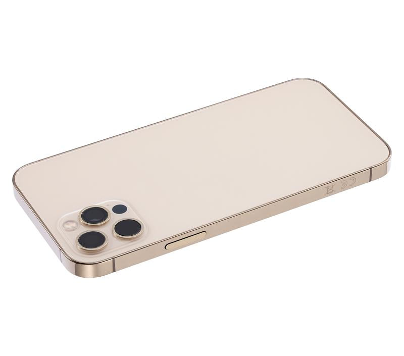 Tapa trasera con componentes pequeños pre-instalados para iPhone 12 Pro (Sin logo) (Versión internacional) (Dorado)
