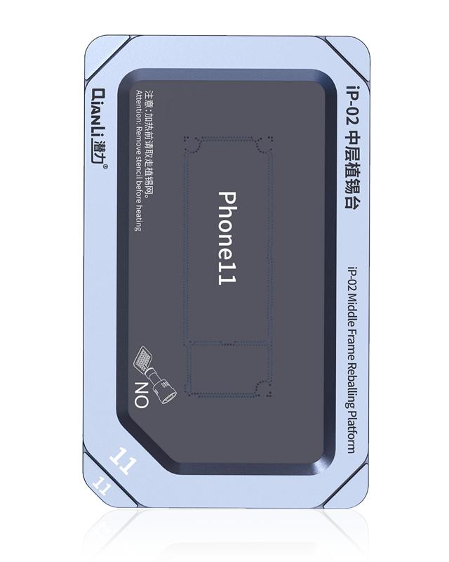 Plataforma de Reballing para marco metalico medio para iPhone 11 / 11 Pro / 11 Pro Max (Qianli)