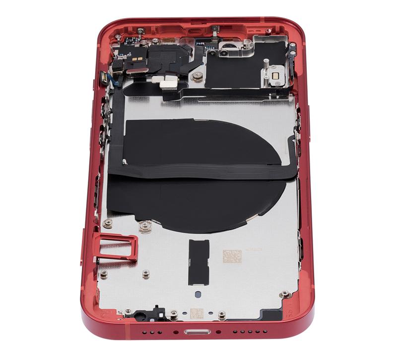 Tapa trasera con componentes pequenos pre-instalados para iPhone 13 (Version US) (Sin logo) (Rojo)