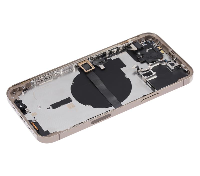 Tapa trasera para iPhone 13 Pro Max con componentes pequenos pre-instalados (Version US) (Sin logo) (Oro)