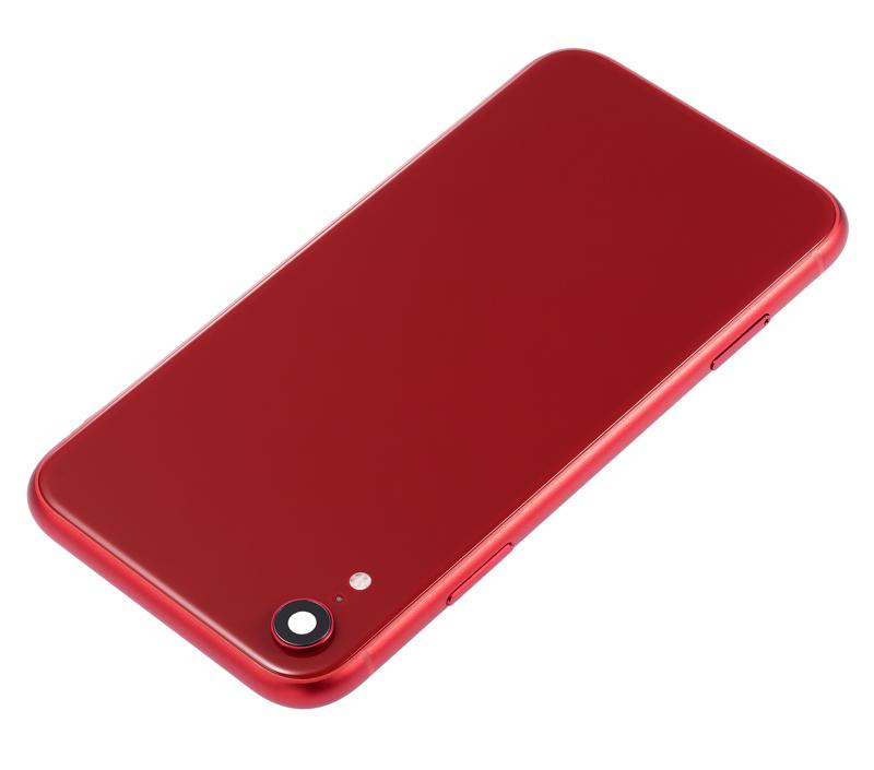 Tapa trasera para iPhone XR con componentes pequenos pre-instalados (Sin logo) (Rojo)