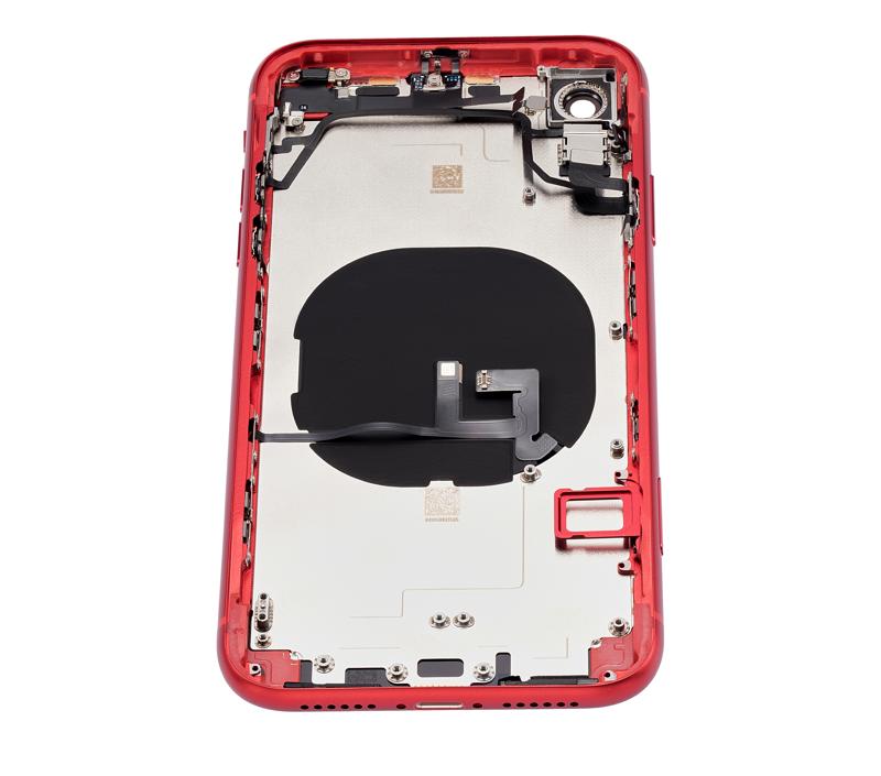 Tapa trasera para iPhone XR con componentes pequenos pre-instalados (Sin logo) (Rojo)