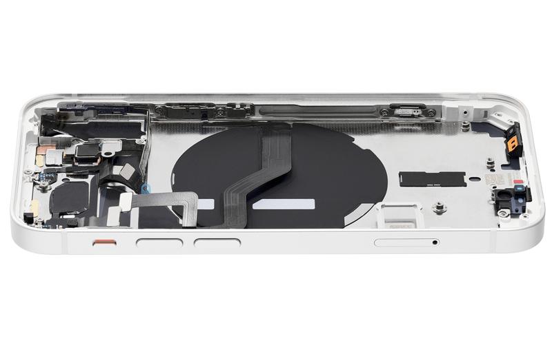 Tapa trasera con componentes pequeños para iPhone 12 Mini (Sin logo) (Blanco)