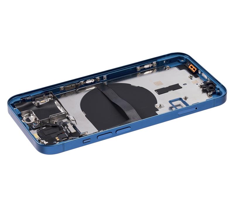Tapa trasera para iPhone 13 con componentes pequenos pre-instalados (Sin logo) Azul
