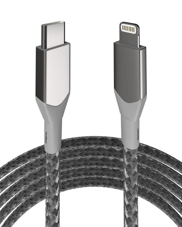 Cable Lightning a USB Tipo C de 3 ft AmpSentrix Infinity plata