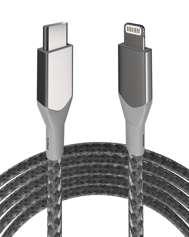 Cable Lightning a USB Tipo C de 3 ft AmpSentrix Infinity plata