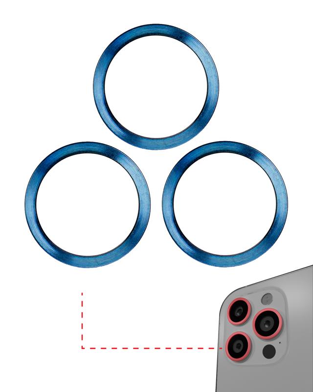 Marco del lente de camara trasera para iPhone 12 Pro Max (Azul Pacifico) (Juego de 3 piezas) (Paquete de 10)