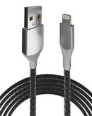 Cable USB tipo A a Lightning de 3 pies (AmpSentrix) (Infinity) (Plateado)