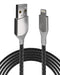 Cable USB tipo A a Lightning de 3 pies (AmpSentrix) (Infinity) (Plateado)