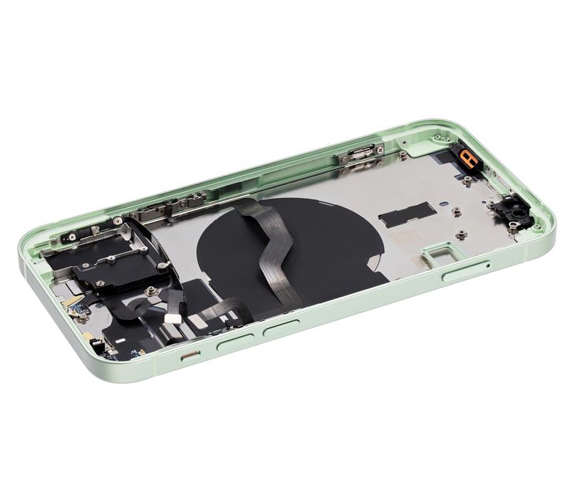 Tapa trasera para iPhone 12 con componentes pequenos pre-instalados (Version internacional, Verde)