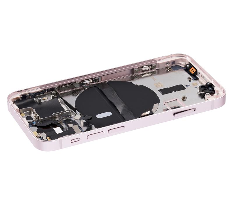 Tapa trasera para iPhone 13 Mini con componentes pequenos pre-instalados (Version internacional, Rosa)