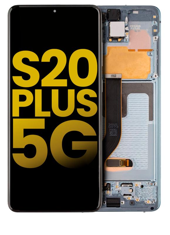 Pantalla OLED con marco para Samsung Galaxy S20 Plus 5G (Reacondicionado) (Azul Nube)