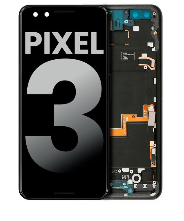 Pantalla LCD con marco para Google Pixel 3 (Original Usado Grado A) (Just Black)