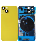 Tapa trasera con placa de acero, NFC inalambrico y iman MagSafe para iPhone 14 (Sin logo) (Amarillo)