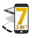 Vidrio frontal con marco y OCA pre-instalado para iPhone 7 (Negro) (Pack de 2)