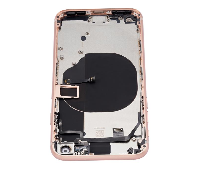 Tapa trasera con componentes pequenos pre-instalados para iPhone 8 (Sin logo) (Dorado)