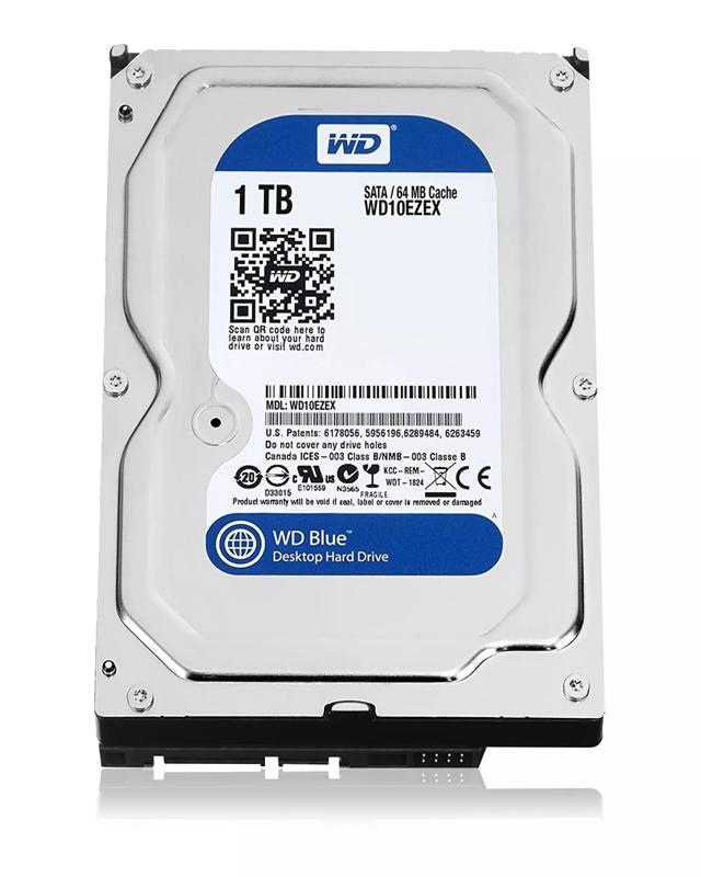 Disco duro interno 3.5" HDD - 1TB, 7200 RPM (26MM) (WD Blue) (Usado original: Grado A)