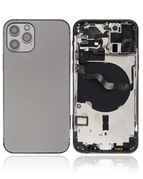 Tapa trasera para iPhone 12 Pro con componentes pequenos pre-instalados (Sin logo) (Version Internacional) (Grafito)