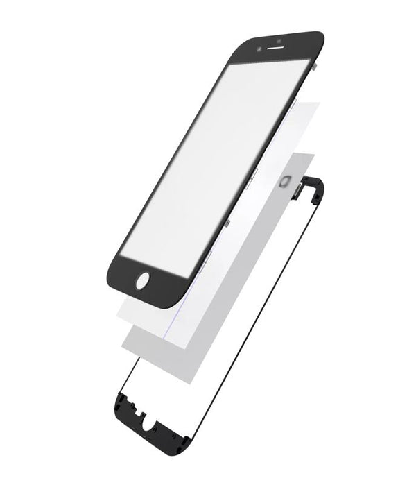Vidrio con marco, OCA y polarizador preinstalado para iPhone 8 Plus Negro