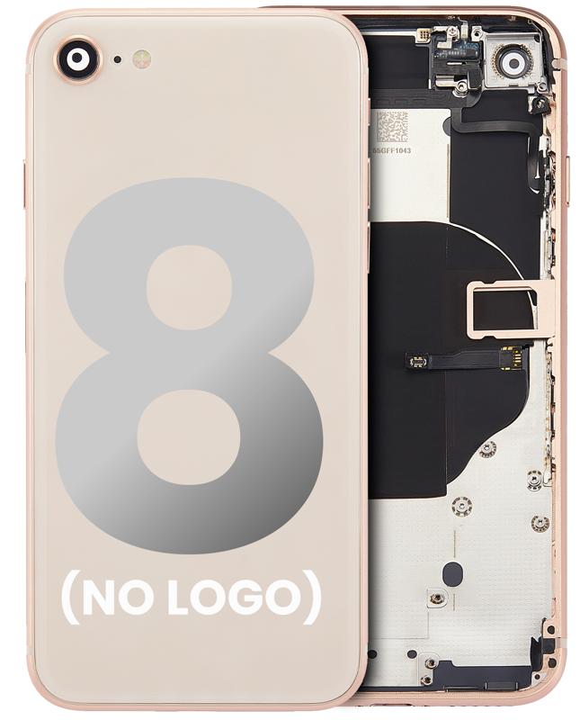 Tapa trasera con componentes pequenos pre-instalados para iPhone 8 (Sin logo) (Dorado)