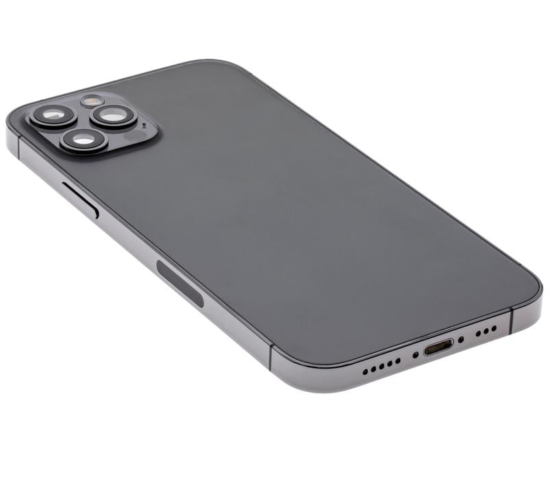 Tapa trasera para iPhone 12 Pro con componentes pequenos pre-instalados (Version EE.UU.) (Usada original grado C) (Grafito)