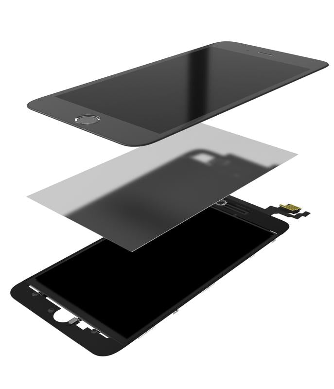 Vidrio frontal con marco y OCA preinstalado para iPhone 6S Plus (Paquete de 2) (Negro)