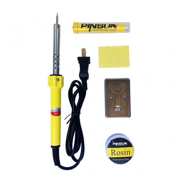 Combo-de-cautín-de-30W-con-tubo-de-estaño,-esponja,-base-y-pasta-guatemala