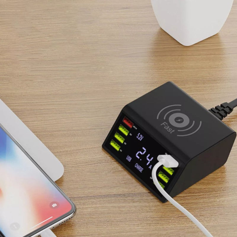 Hub de Carga con 8 puertos USB | Con carga Wireless | 60W