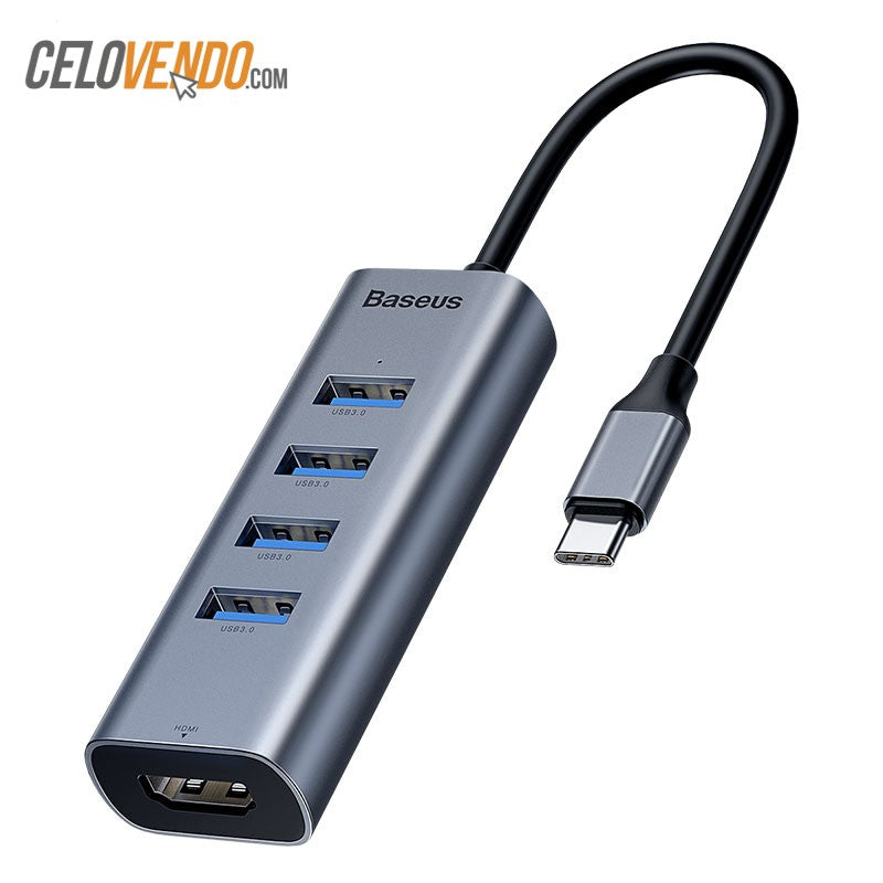 Hub multi-puerto para Macbook Marca  Baseus | Con conexion tipo C | Adaptador HDMI | 4 Puertos USB |