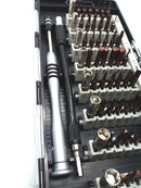 Desarmador de Aluminio con 56 puntas para reparar celulares y computadoras.