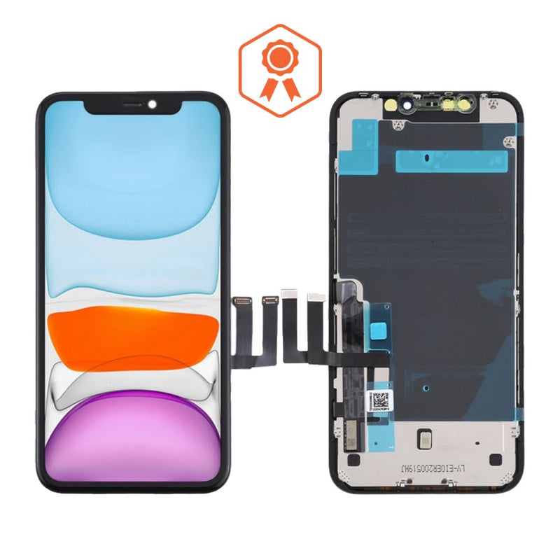 Encuentra pantallas OLED Premium para iPhone 11 con opción de cambio de IC en talleres de reparación en Guatemala.