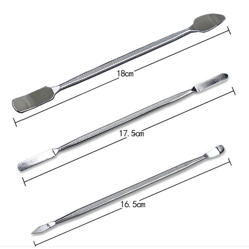 Kit de espatulas metalicas para reparar celulares y computadoras.