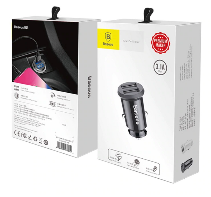 Cargador Dual para Carro 3.1A. Baseus.