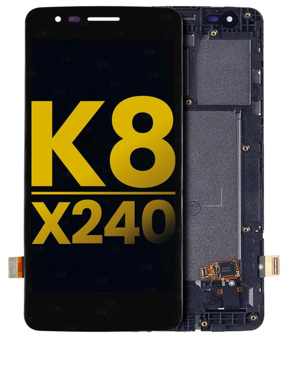 Pantalla LCD con marco para LG K8 (2017) / X240 (Version Internacional) (Reacondicionado) (Negro)