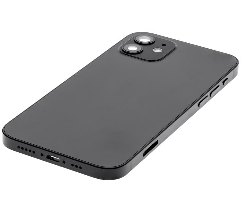 Tapa trasera para iPhone 12 con componentes pequeños pre-instalados (Versión internacional) (Original usada: Grado A) (Negro)