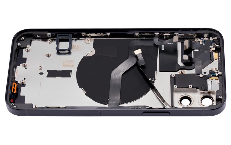 Tapa trasera para iPhone 12 con componentes pequeños pre-instalados (Versión EE.UU.) (Negro)