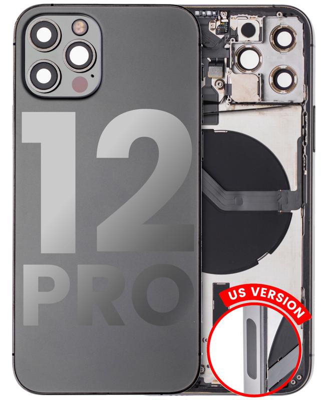 Tapa trasera para iPhone 12 Pro con componentes pequeños pre-instalados (Versión EE.UU) (Original Usada Calidad B) (Gris)