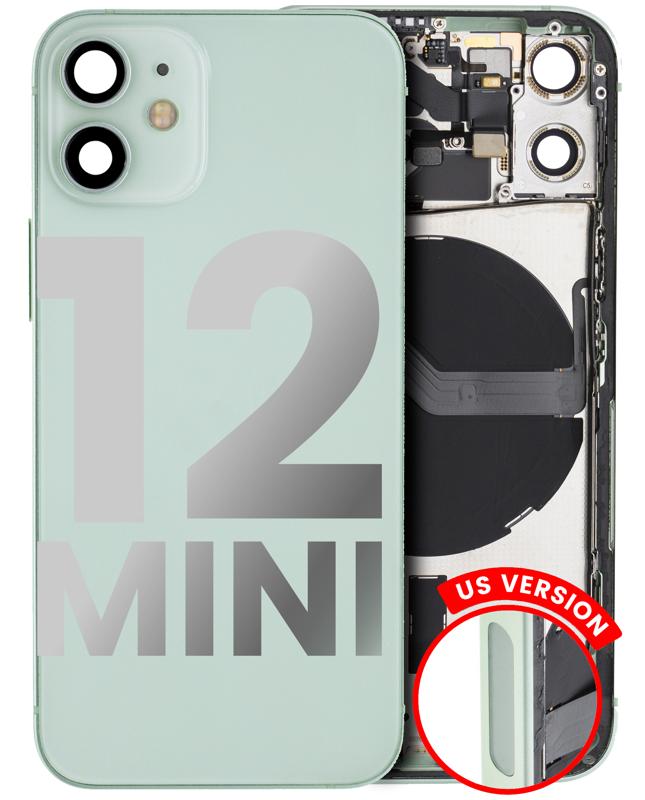 Tapa trasera para iPhone 12 Mini con componentes pequeños pre-instalados (Versión EEUU) (Usada original grado C) (Verde)