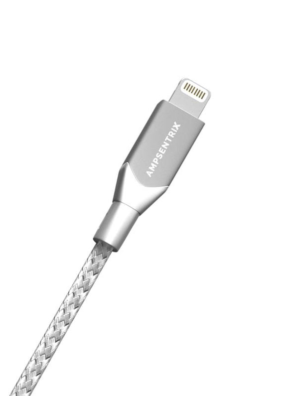 Cable USB tipo A a Lightning de 3 pies (AmpSentrix) (Infinity) (Plateado)
