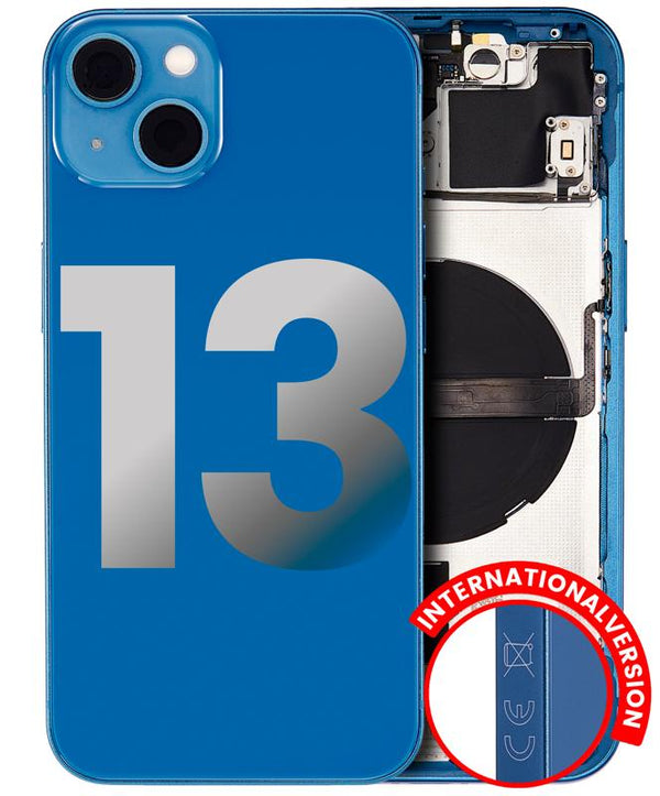 Tapa trasera para iPhone 13 con componentes pequenos pre-instalados (Version internacional) (Original usado Grado B) (Azul)