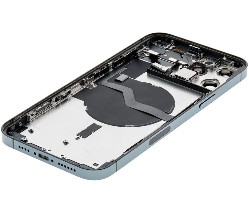 Tapa trasera para iPhone 12 Pro Max con componentes pequenos pre-instalados (Version internacional) (Usada original categoria B) (Azul Pacifico)